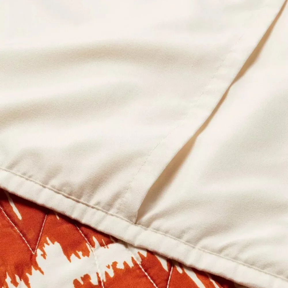 Opalhouse Printed with Fringe Groove Print Quilt Sham White/Burnt Orange NWT